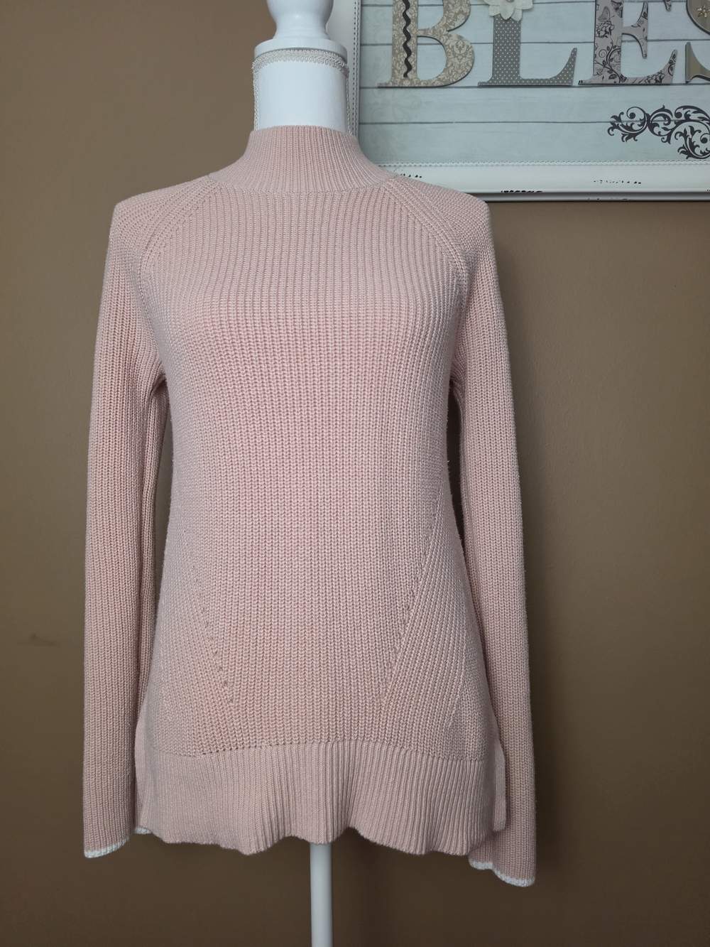 GAP Blush Pink Ribbed Mock Neck Sweater